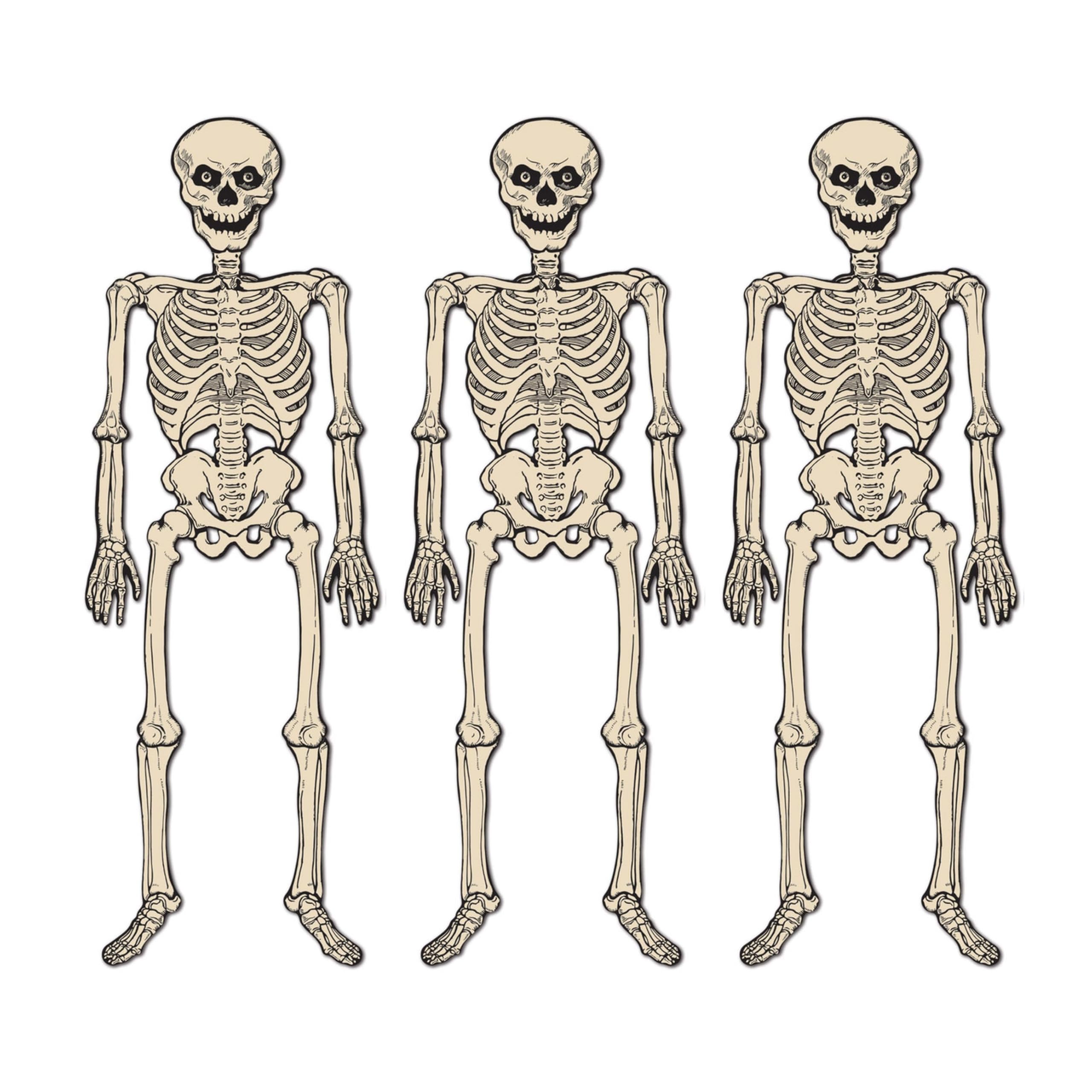 Beistle Vintage Halloween Jointed Skeleton Decorations – 3 Pack, Classic Full Body Cutouts, Retro Wall Décor, Poseable Hanging Figures, Spooky Seasonal Supplies, Haunted Accents, Creepy Props, 4' 3"
