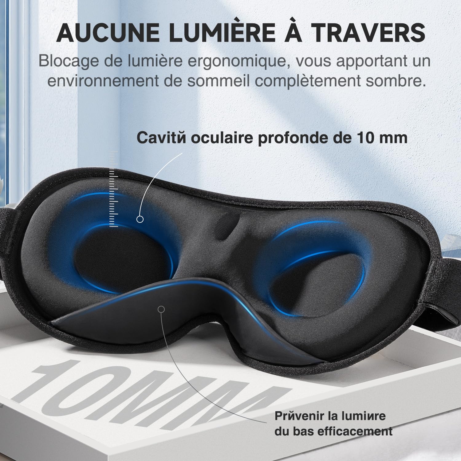La couleur noire Masque de sommeil 3D pour les yeux, aide au voyage