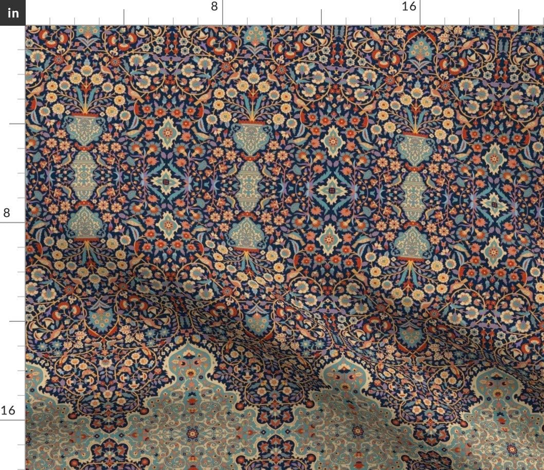 Spoonflower Fabric - Victorian Art Deco Damask Floral Antique Style Printed on Petal Signature Cotton Fabric by The Yard - Sewing Quilting Apparel Crafts Decor