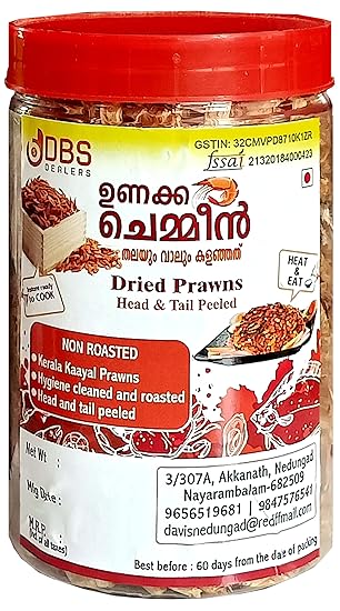 Kerala Traditional Dried Prawns/ Shrimp/ Chemmeen Head and Tail Peeled | 100% Homemade | DBS | 100g