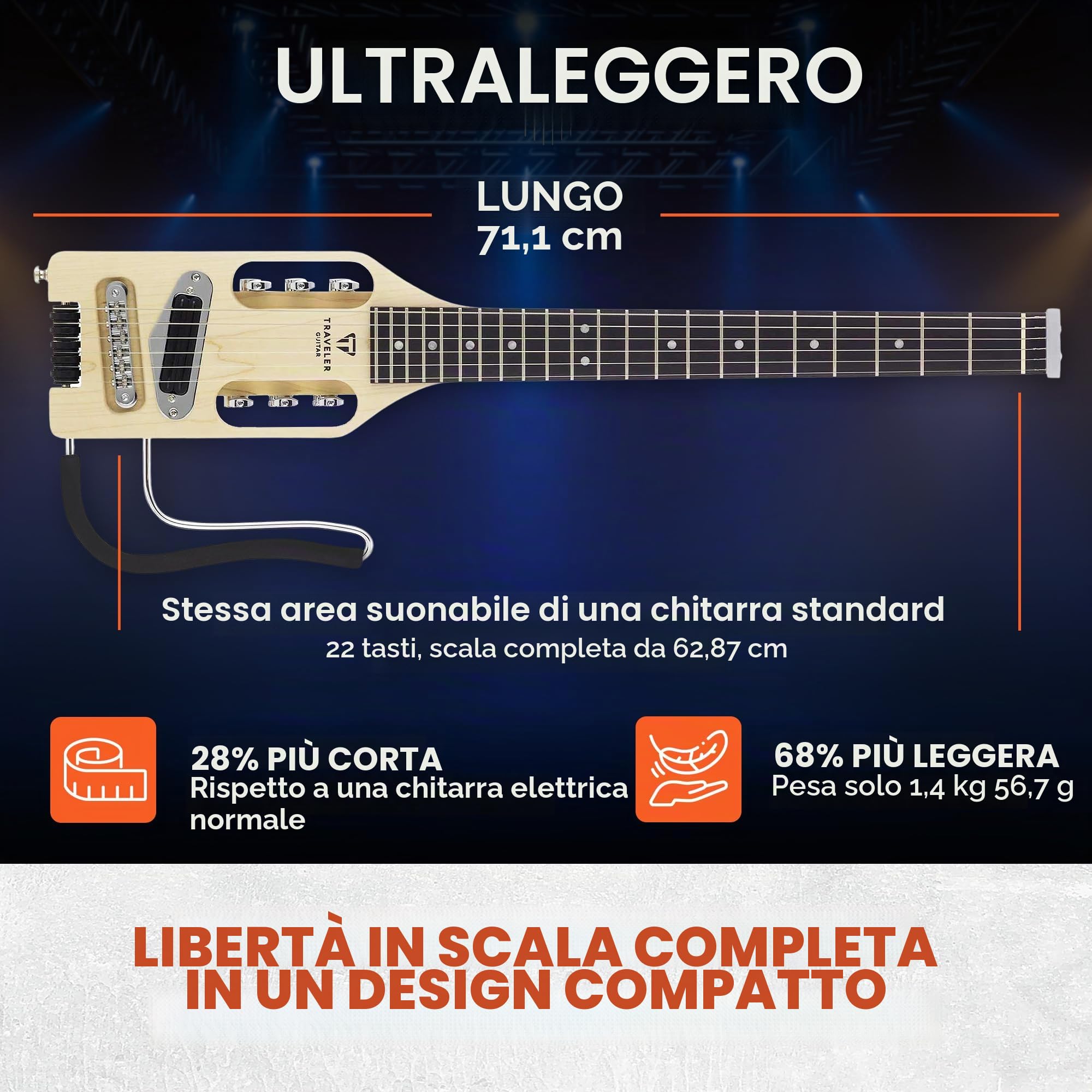 Chitarra elettrica Traveler Guitar Ultra-Light, acero (ULE MPS)