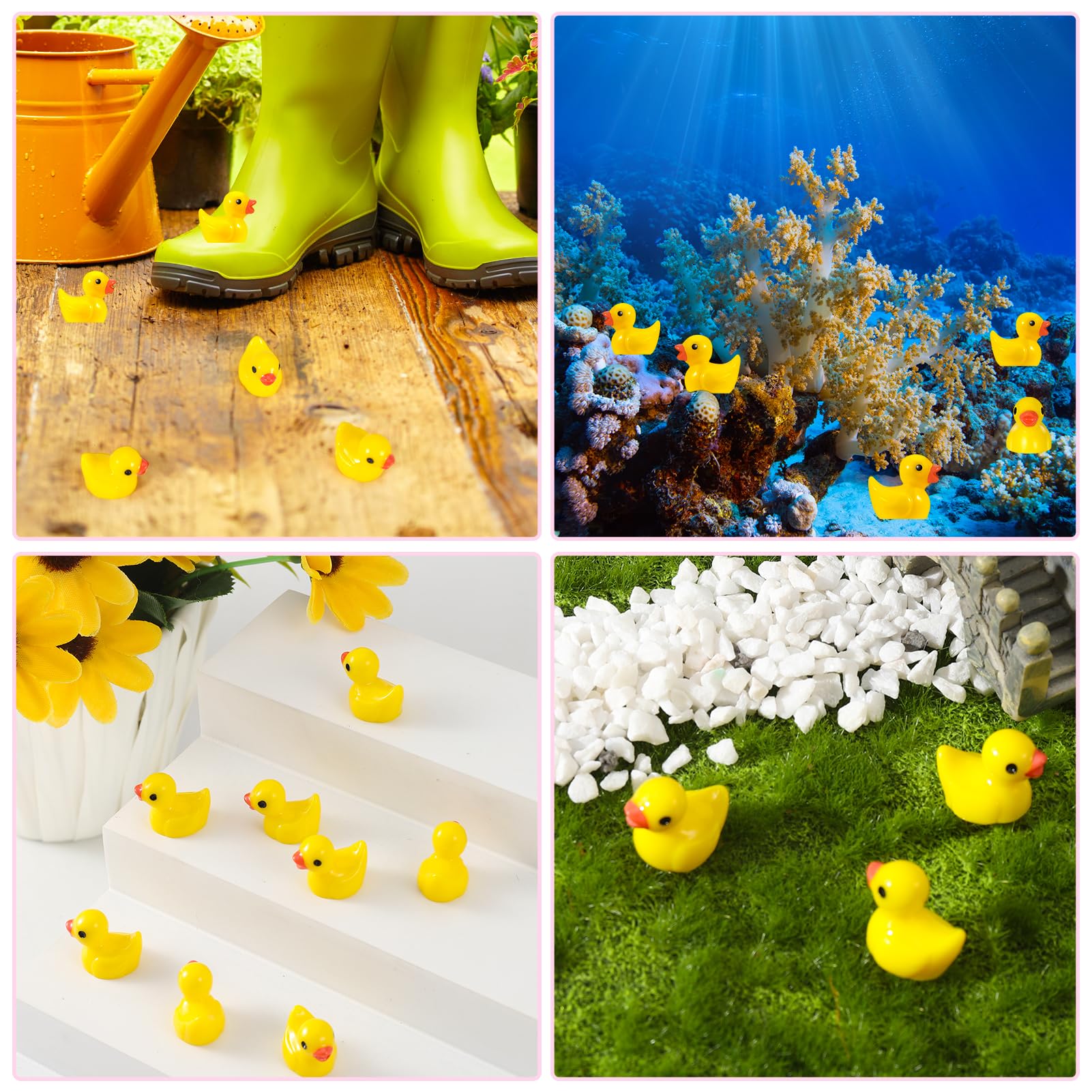 Mini Canards Lumineux 11 Couleurs 200 Pièces Figurines de Canards en Plastique Décoration pour Aquarium Jardin