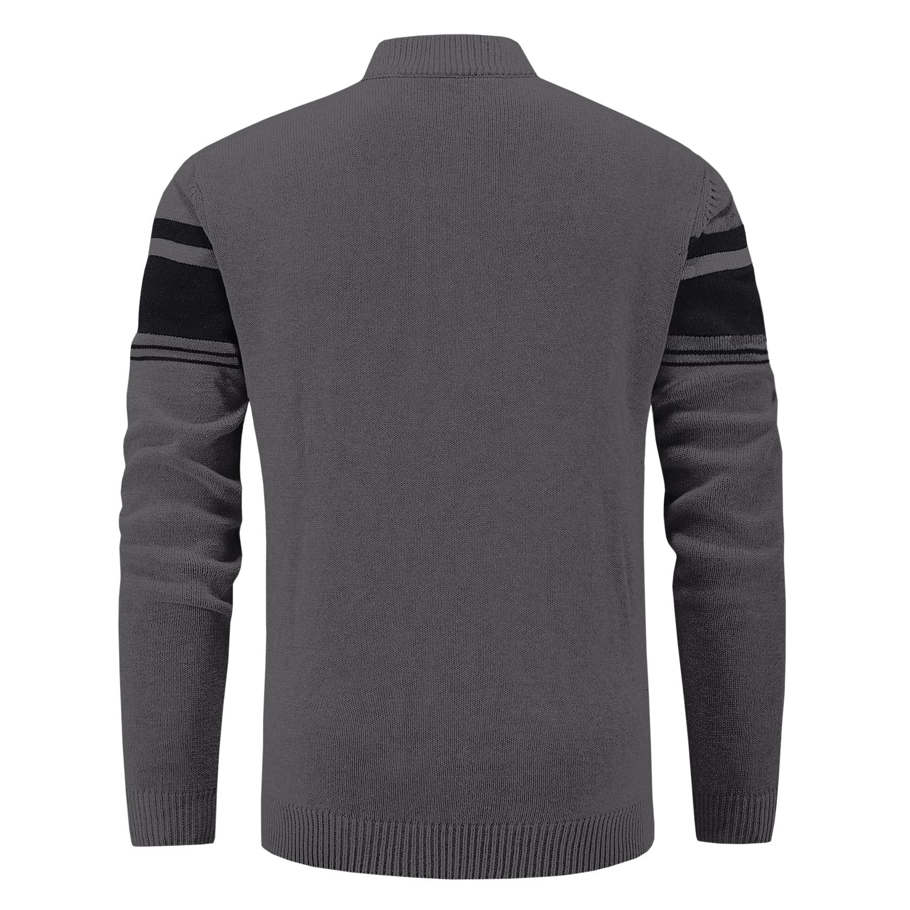 Cavva Pullover Herren Gestreift Strickpullover 1/4 Zip Winterpullover Pulli | Gestreifter Rollkragenpullover aus Baumwolle, Langarm mit 1/4 Zip Stehkragen, Warmer Winterpullover für Herren Strickpullover