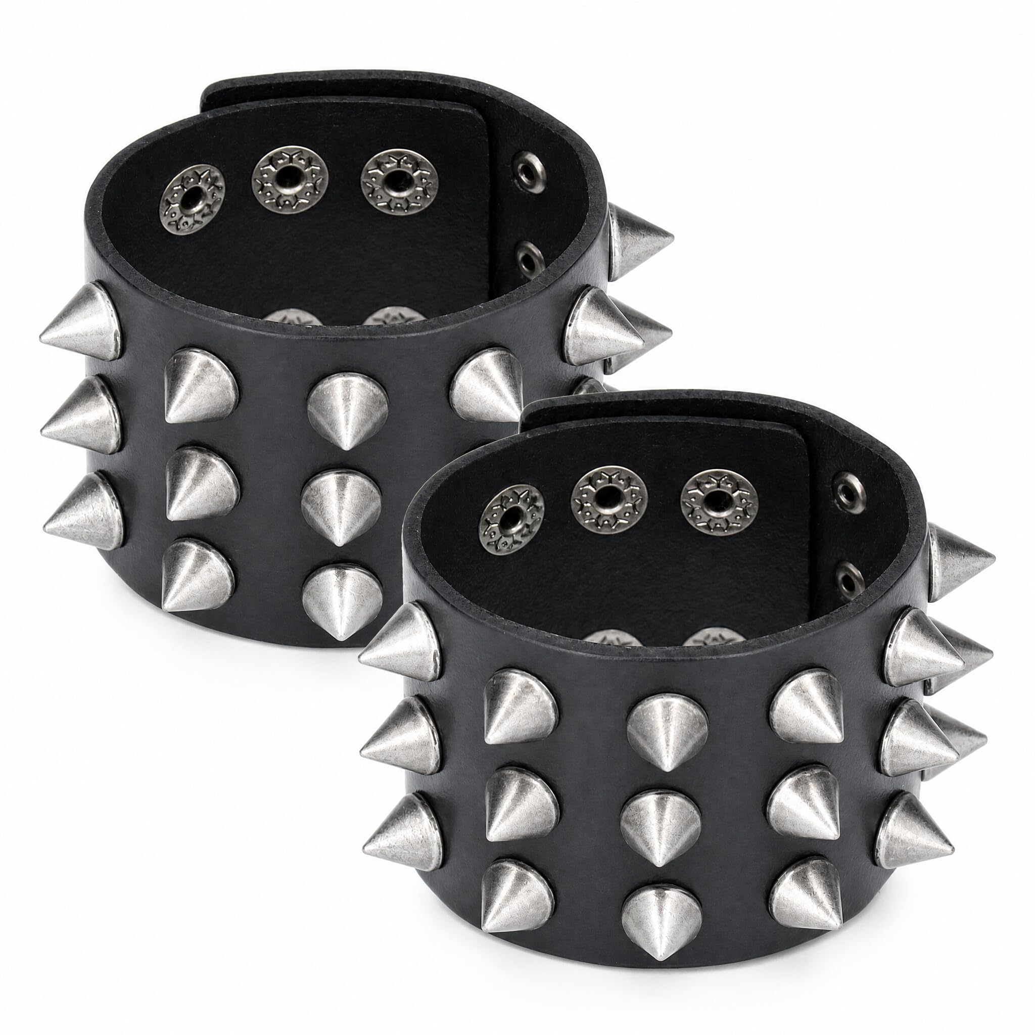 KUIDAMOS 2 szt. punkowa bransoletka z nitami pulsera punk hombre skórzana bransoletka z nitami, z kolcami, ozdobna, retro punk Armschmuck