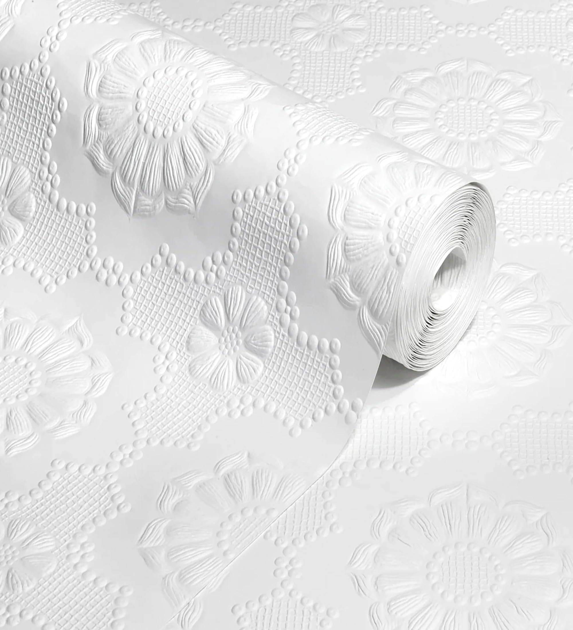 Papier peint vinyle à peindre texturé en haut-relief à fleurs GAULAN pour grand couloir
