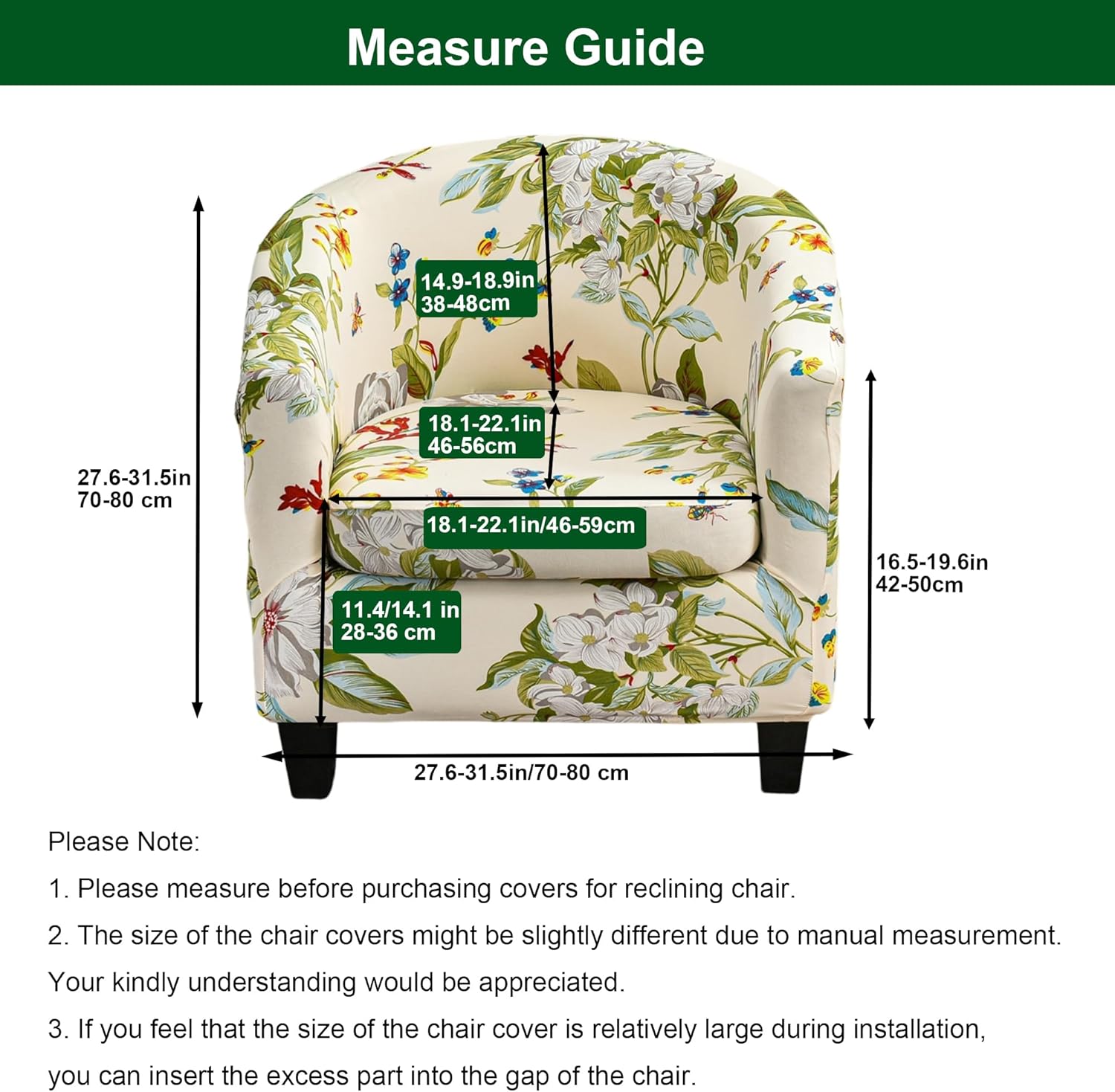 CRFATOP 2 Piece Club Chair Slipcover Printed Tub Chair Slipcover Armchair Covers Soft Printed Round Barrel Chair Covers Couch Covers with Elastic Bottom for Bar Counter Living Room,01