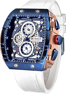 FORSINING Men's Chronograph Sport Watch Waterproof Military Watches for Men Analog Quartz Wristwatch with Date Display Silicone Strap Outdoor Clock