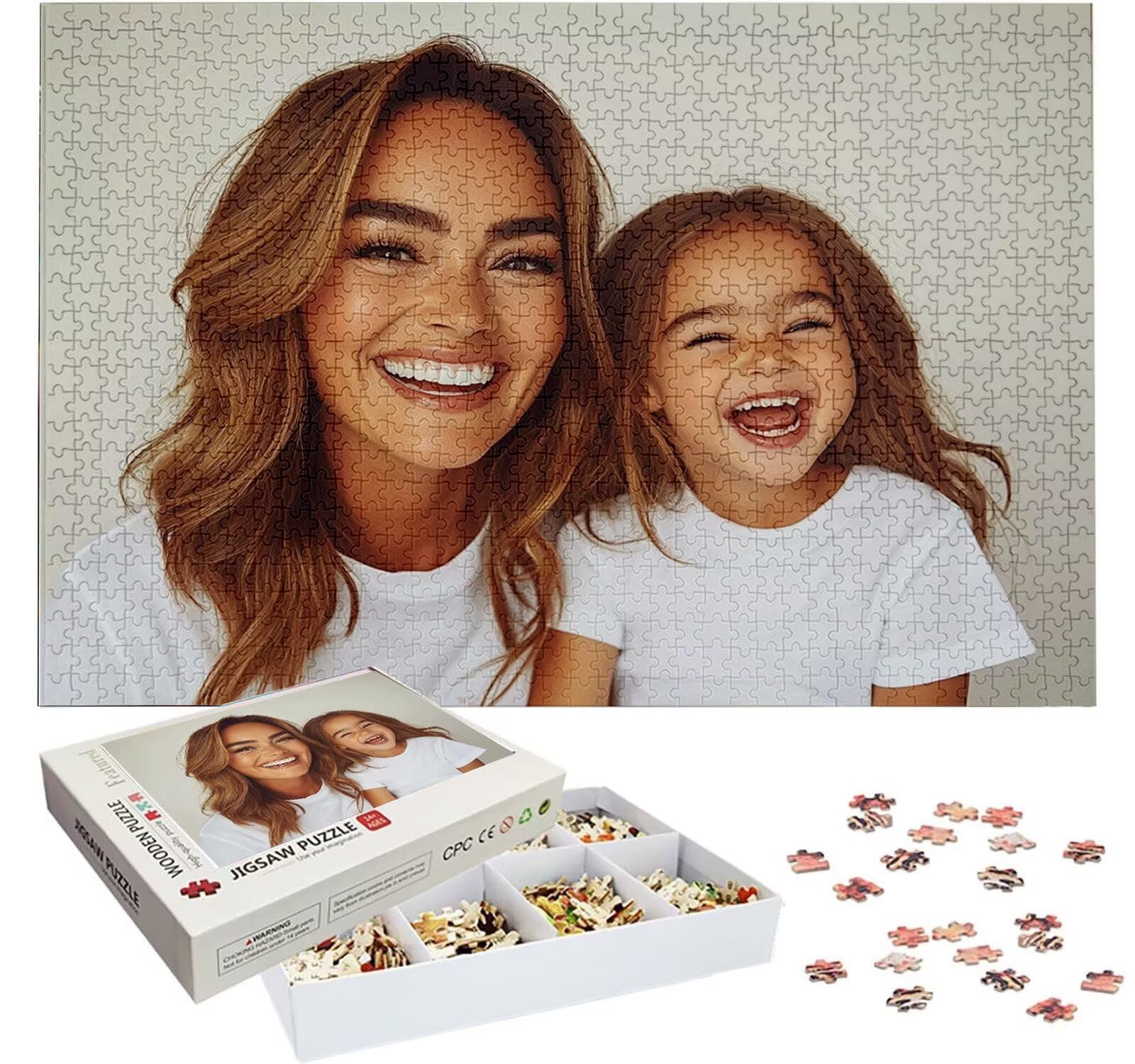 Puzzle Personalizado con Foto, Personalizada Rompecabezas Personalizado Diseña tu Logo Foto o Texto, Personalizado Navidad Halloween San Valentín Parejas Niños Familia Amigos h-3237