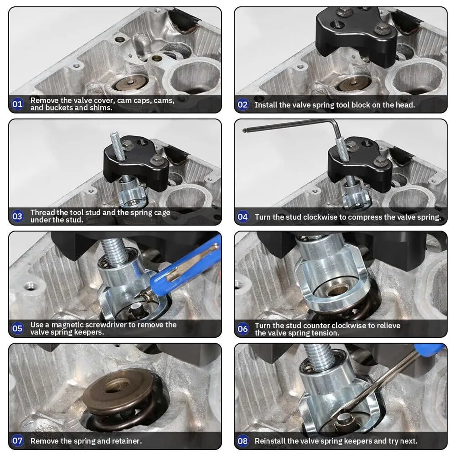 Ventilfederspanner Werkzeug Kit Racing Auto Aluminium Ventil Frühling Kompressor Werkzeug DOHC Fit Für Subaru WRX STi Forester Legacy Outback Baja Ventilfederspanner(Blue)