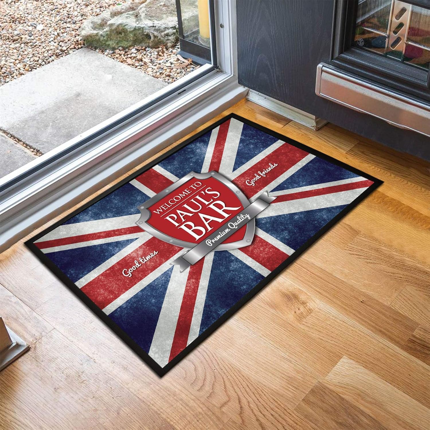 ARTYLICIOUS Paillasson personnalisé Union Jack fantaisie | Paillasson imprimé 75 x 50 cm, tapis d'intérieur antidérapant