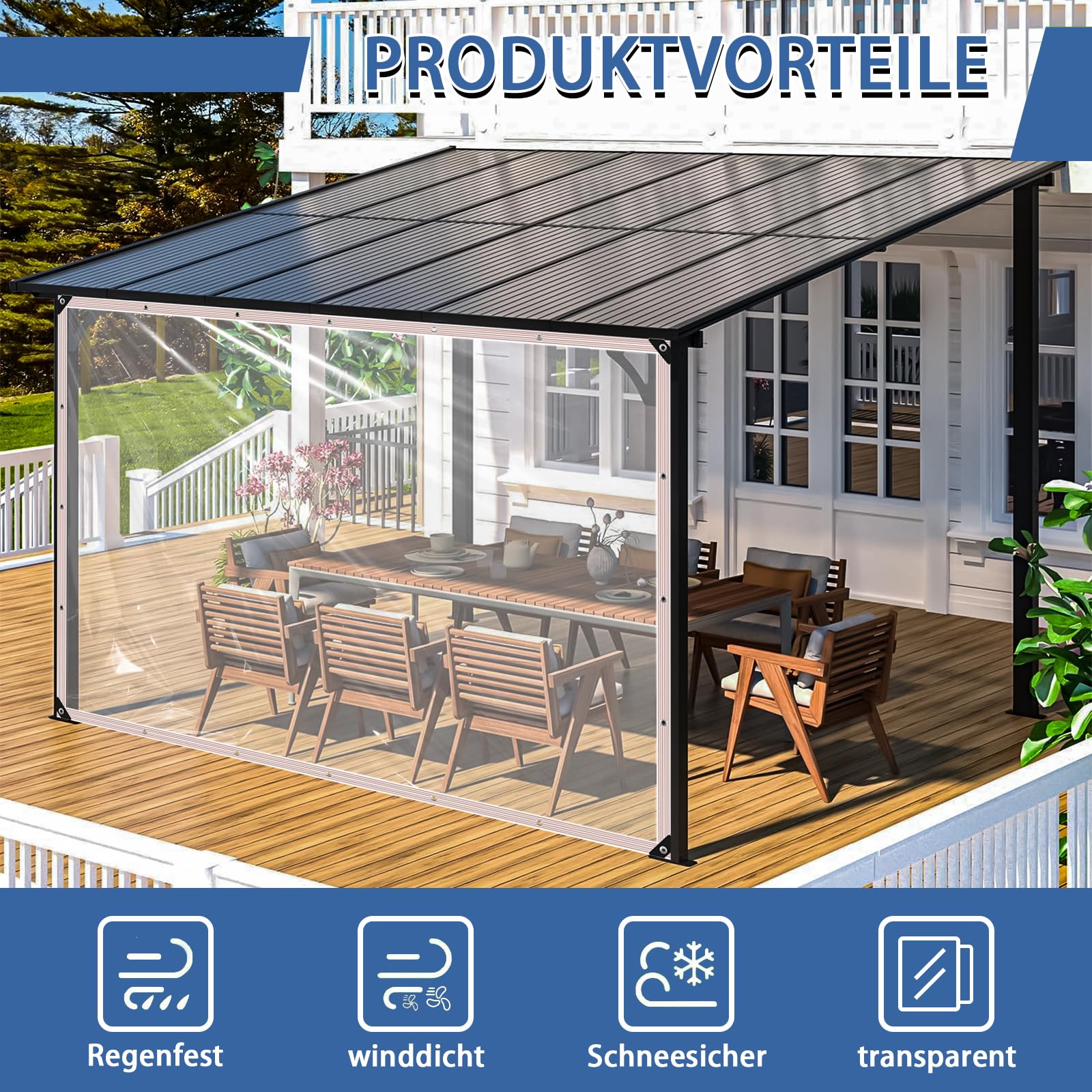Tarpaulin Waterproof with Eyelets Transparent Tarp,Clear Tarp for Outdoor Plants Greenhouse Garden Furniture Pet Hutch Roof (Ordinary PE - Image 2