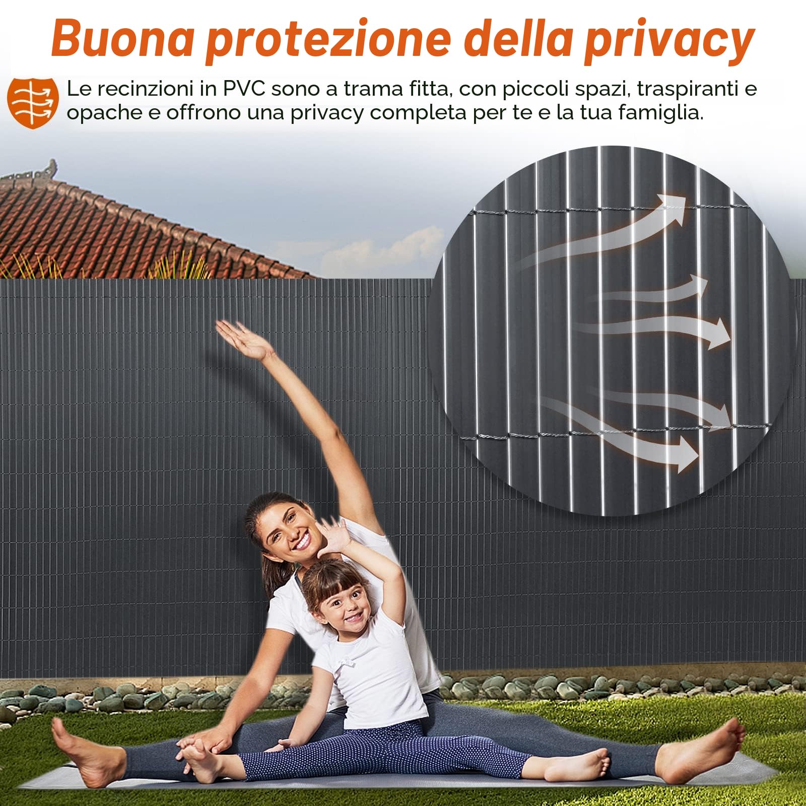 FIVMEN Canniccio PVC Recinzione 120x500cm Tappetino Privacy per Balcone con Fascette Recinzioni e Decorazioni Protezione dal Vento Impermeabile Senza Foratura, Antracite