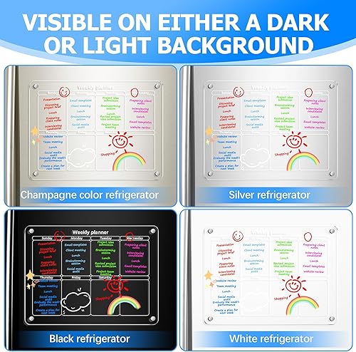 Miniatura 5 de Calendario acrílico para nevera EOTW acrílico magnético mensual y semanal planificador semanal calendario acrílico reutilizable para nevera, juego