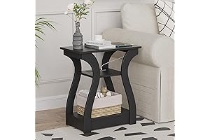 Chic Black Side Table with Charging Station for the Modern Living Room