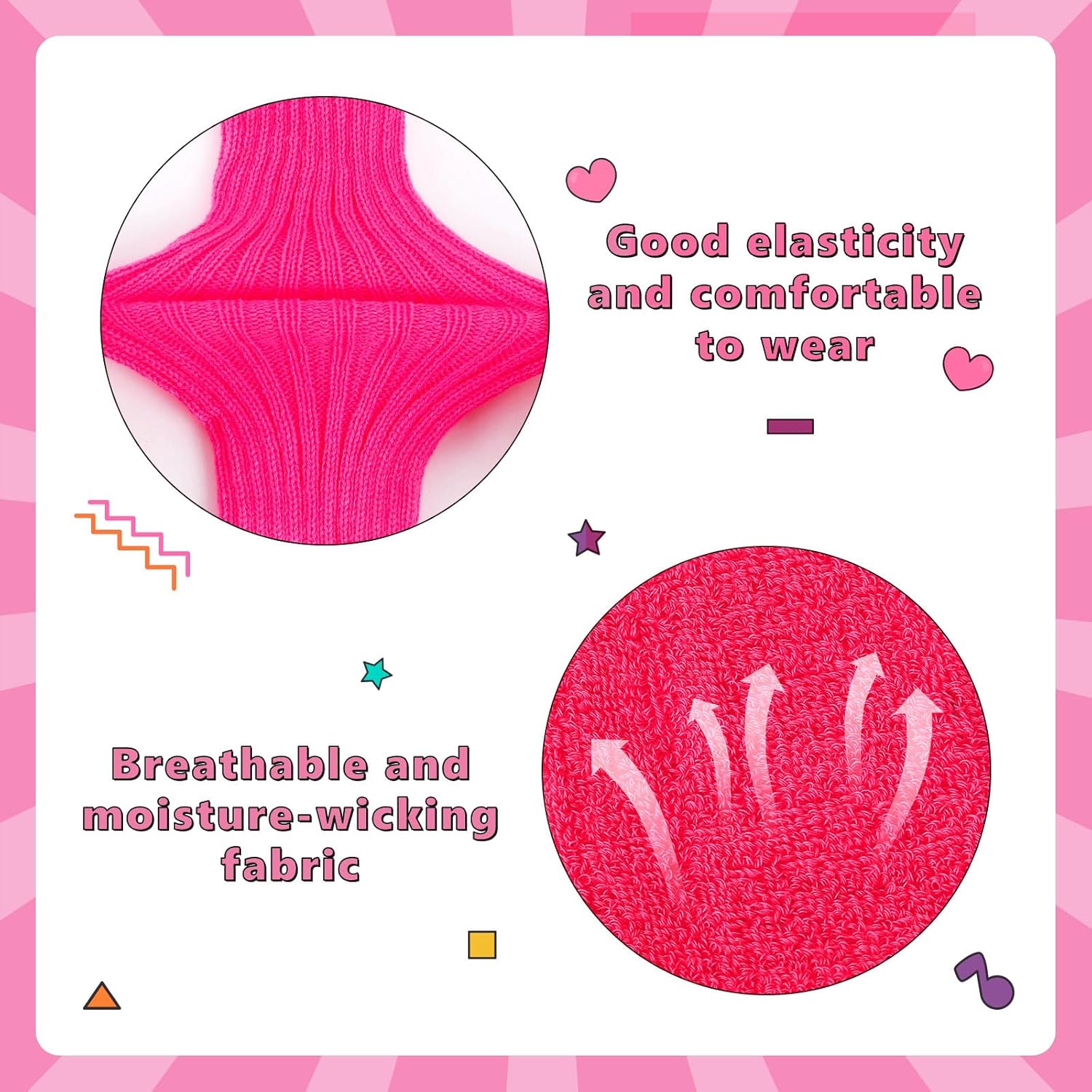 Junely 80s Accessories for Women Neon Leg Warmers Headband and Wristbands Set Knit Legwarmers for Ballet Dance Figure Skating - Image 6