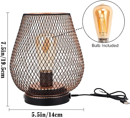 Miniatura 2 de JHY DESIGN Lámpara decorativa de jaula de metal de 8.7 pulgadas de alto, funciona con pilas, luz blanca cálida inalámbrica con bombilla LED estilo