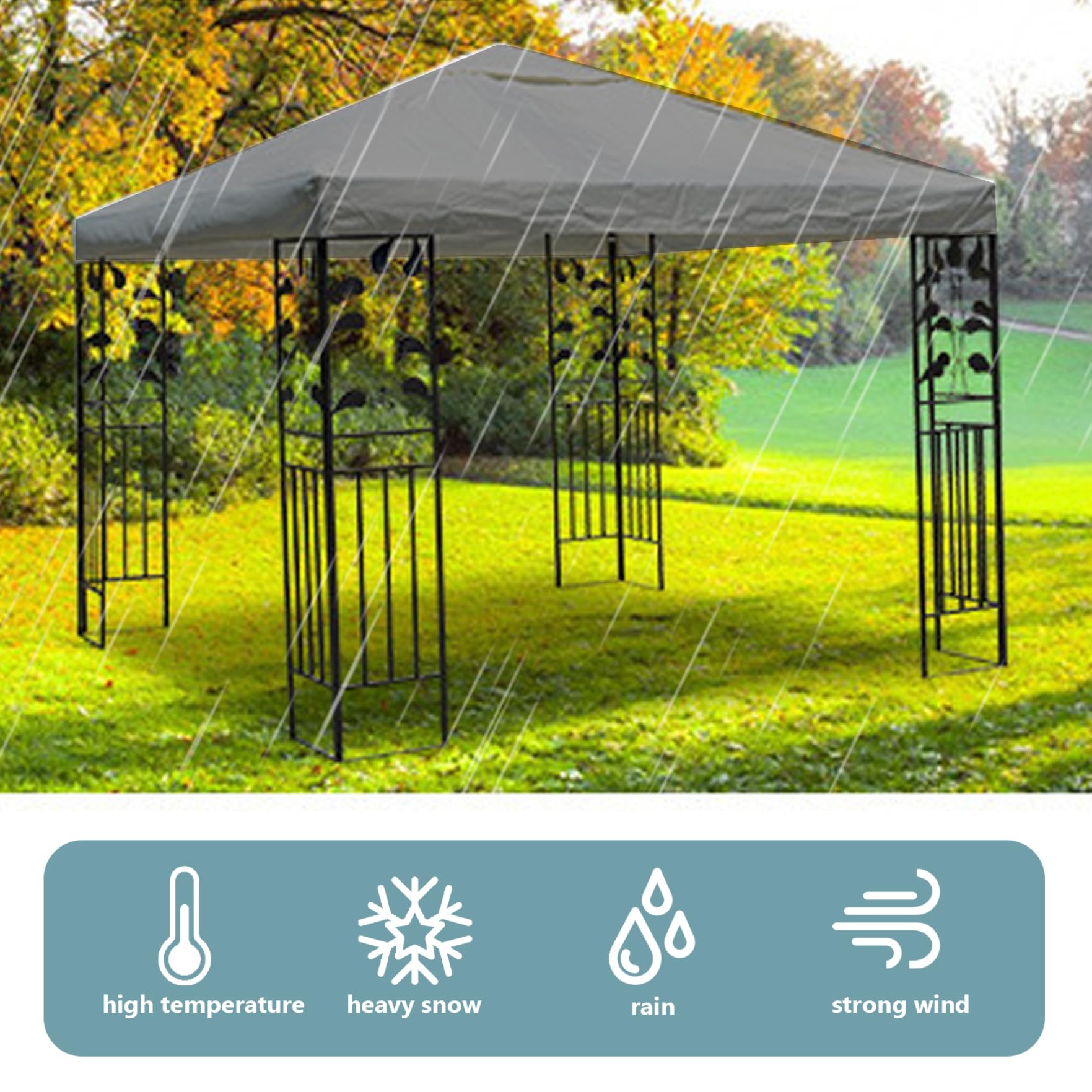 Copertura di ricambio per gazebo impermeabile, protezione UV, 3 x 3, design minimalista, 2 ripiani, tessuto durevole