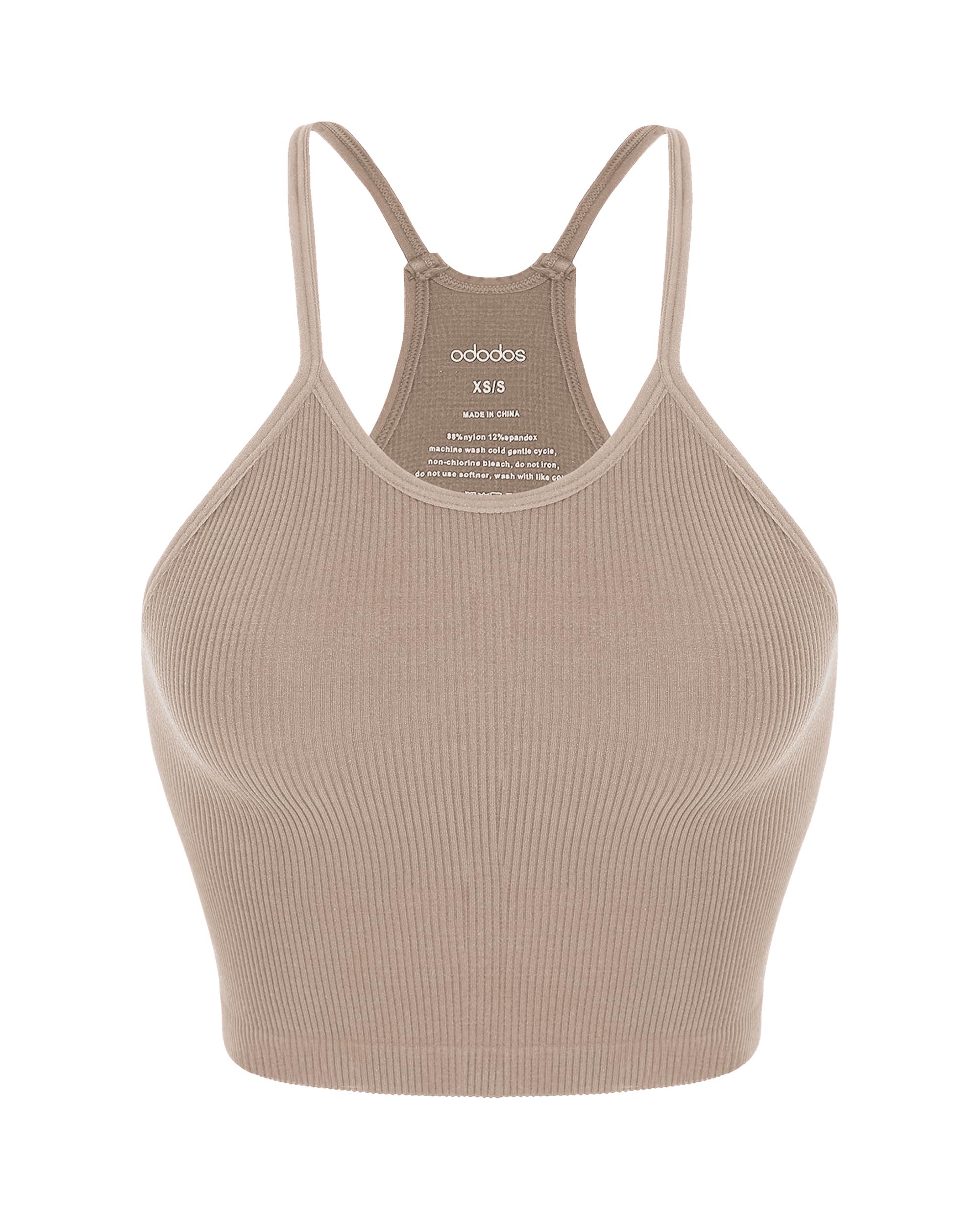 ODODOSWomen's Crop Seamless Rib-Knit Camisole Strappy Racerback Cropped Tank Tops