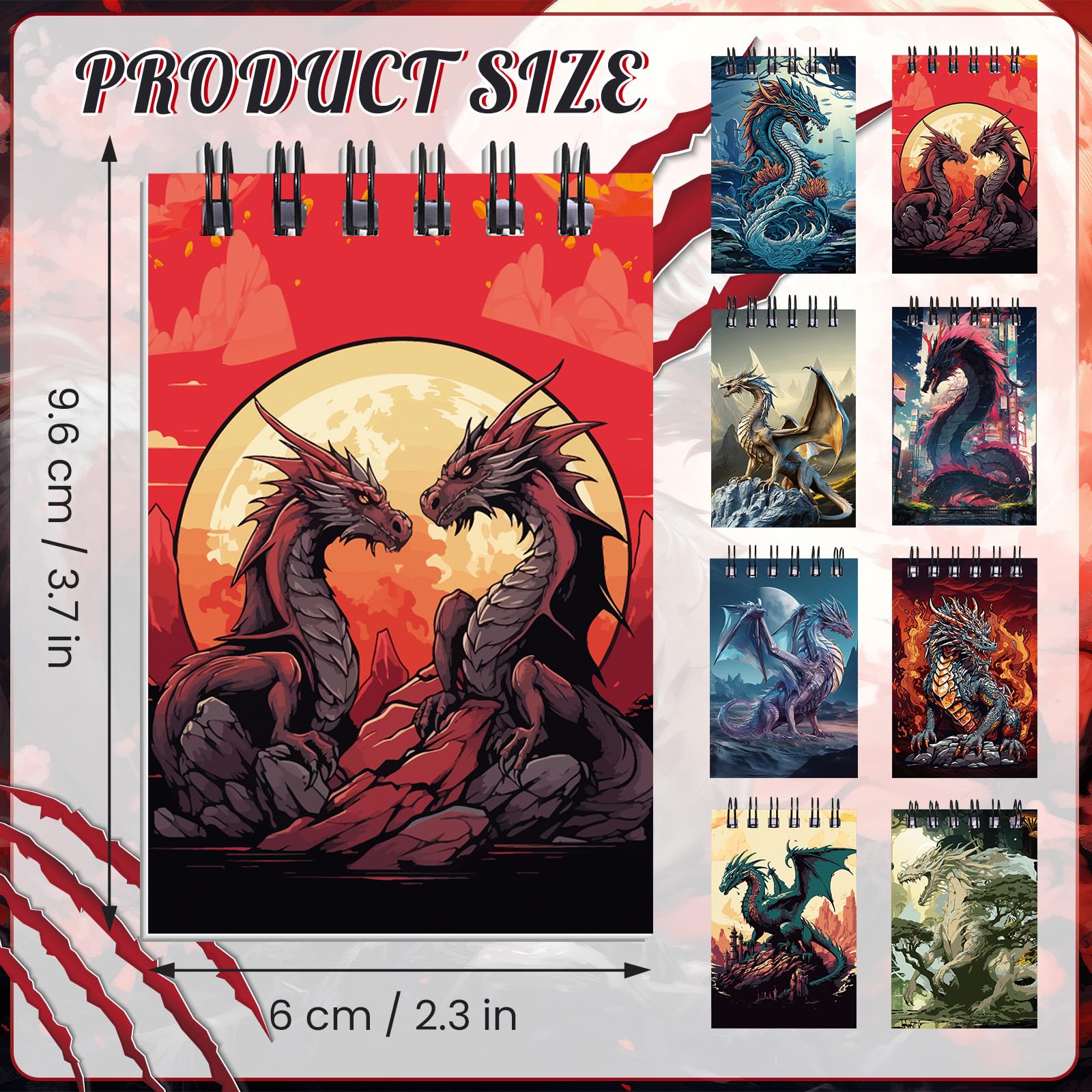 24Pcs Dragon Birthday Decorations for Boys Girls Birthday Mini Dragon Notebooks Dragon Party Favors Classroom Rewards Notebooks for Dragon Birthday Christmas Xmas Party Favor Supplies 2.36 x 3.54 Inch - Image 2