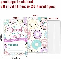 Vista 2 de GREOXG Donut Want To Miss It Invitación de fiesta de cumpleaños, tarjetas de invitación temáticas de donas