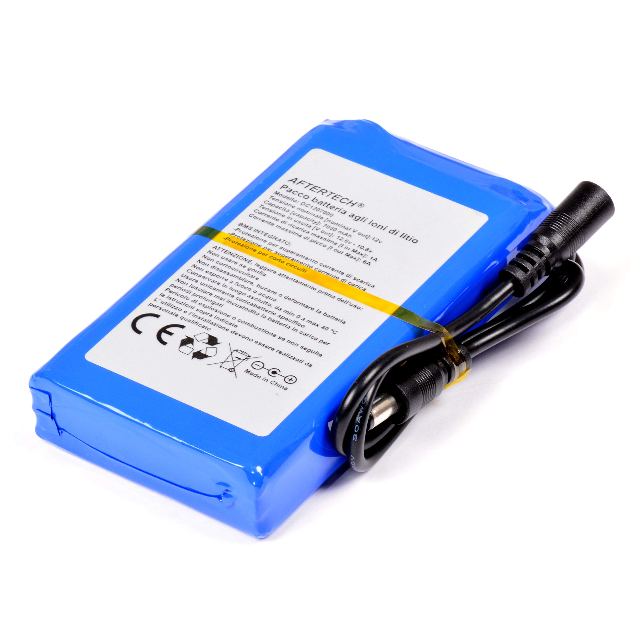 AFTERTECH Pack Batterie Batterie 12 V 7 000 mAh 7 Ah 84 wh Rechargeable au Lithium 3 s1p 130 x 65 x 24 mm F2D4
