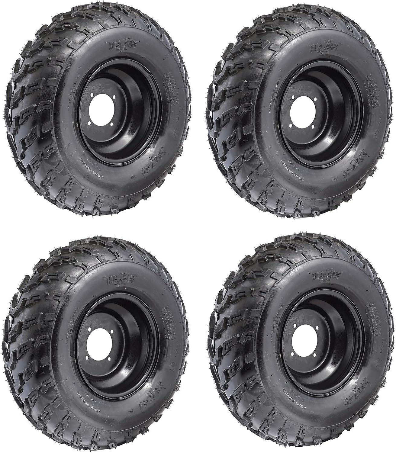 Set of 4 ATV Tires 23x7-10 Wheels with Rims | Tubeless tire for Go Kart UTV Quad Bike