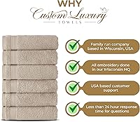 Vista 4 de Toallas de mano beige para baño, monogramadas, toallas turcas de algodón de lujo, bordadas en Estados Unidos, juego de 2, elige el color y la letra