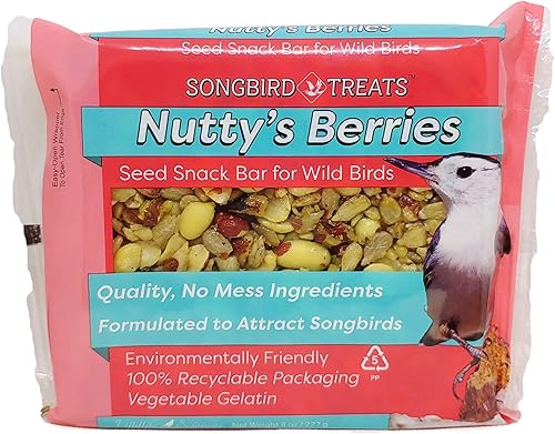Miniatura 3 de Songbird Treats - Barras de semillas  Paquete de 12 pasteles de semillas de aves de 8 onzas para aves silvestres (Bayas Nutty)