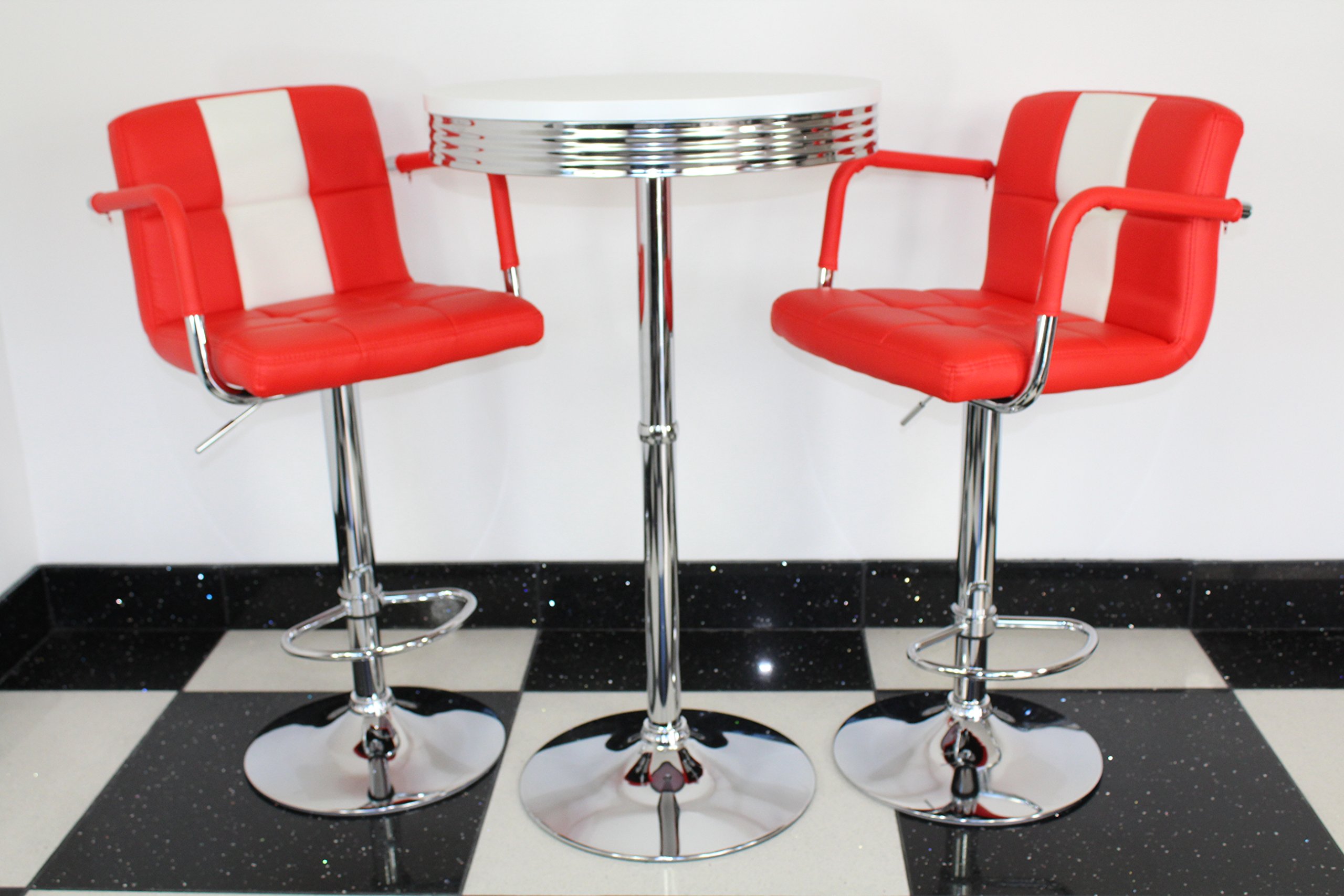 Buy American 50s Diner Furniture Retro Style Bistro Table and 2 Red