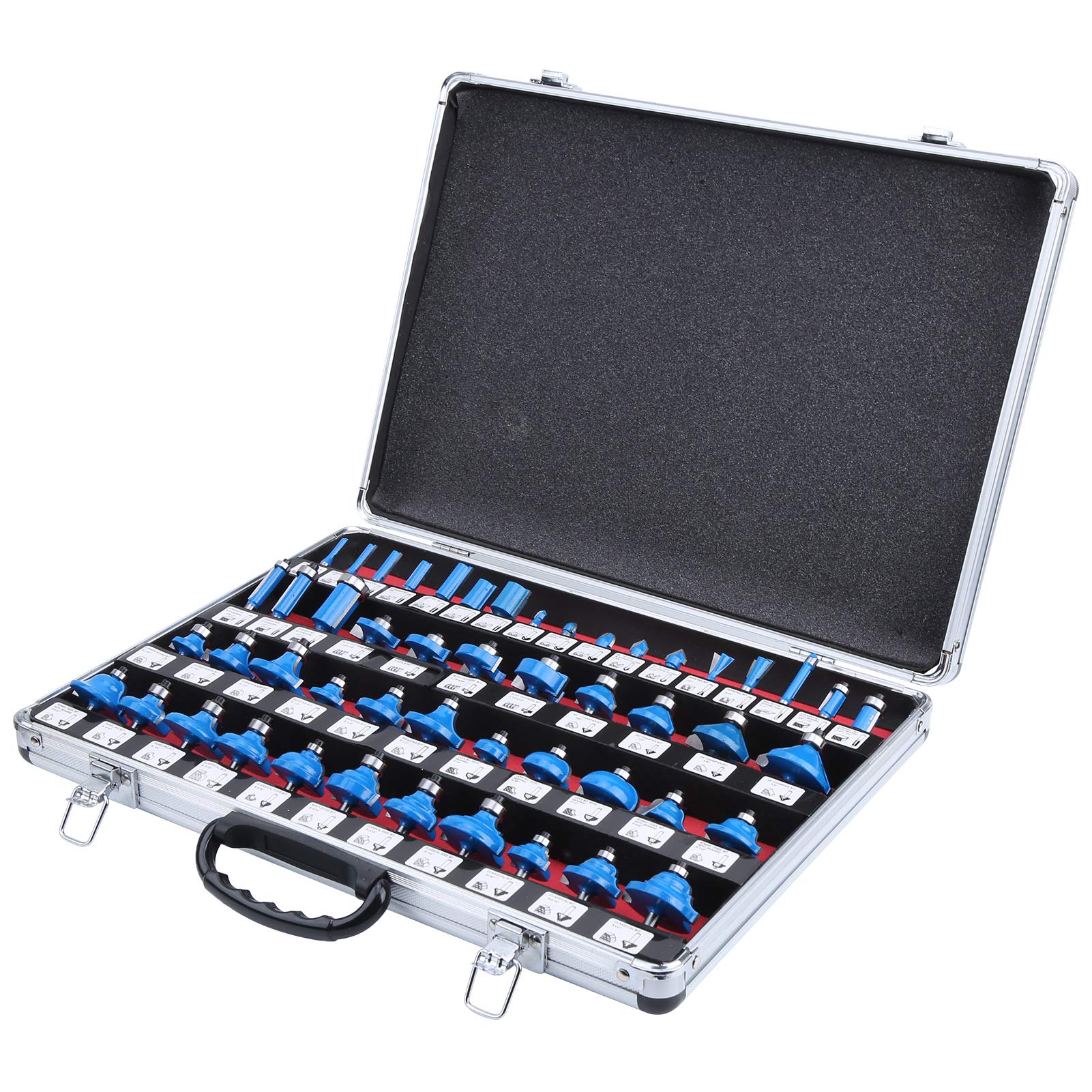 Set di 50 Punte per Fresa Blu Forgiate 45 Lame in Carburo di Acciaio Utensili Taglio per la Lavorazione del Legno Gambo 1/4 di Pollice, per Tutte le Pialle 1/4 di