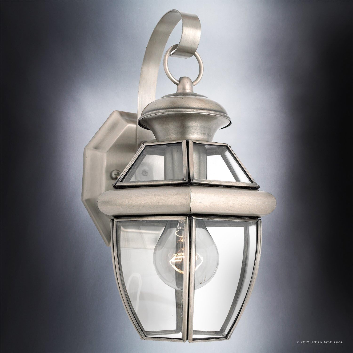 Nеw Dеаl Luxury Colonial Outdoor Wall Light, Small Size: 11.5H x 7W, with Tudor Style Elements, Versatile Design, Classy Aged Silver Finish and Beveled Glass, UQL1141 by Urban Ambiance TOP оƒƒERS Luxury Colonial Outdoor Wall Light, Small Size: 11.5H x 7W, with Tudor Style Elements, Versatile Design, Classy Aged Silver Finish and Beveled Glass, UQL1141 by Urban Ambiance