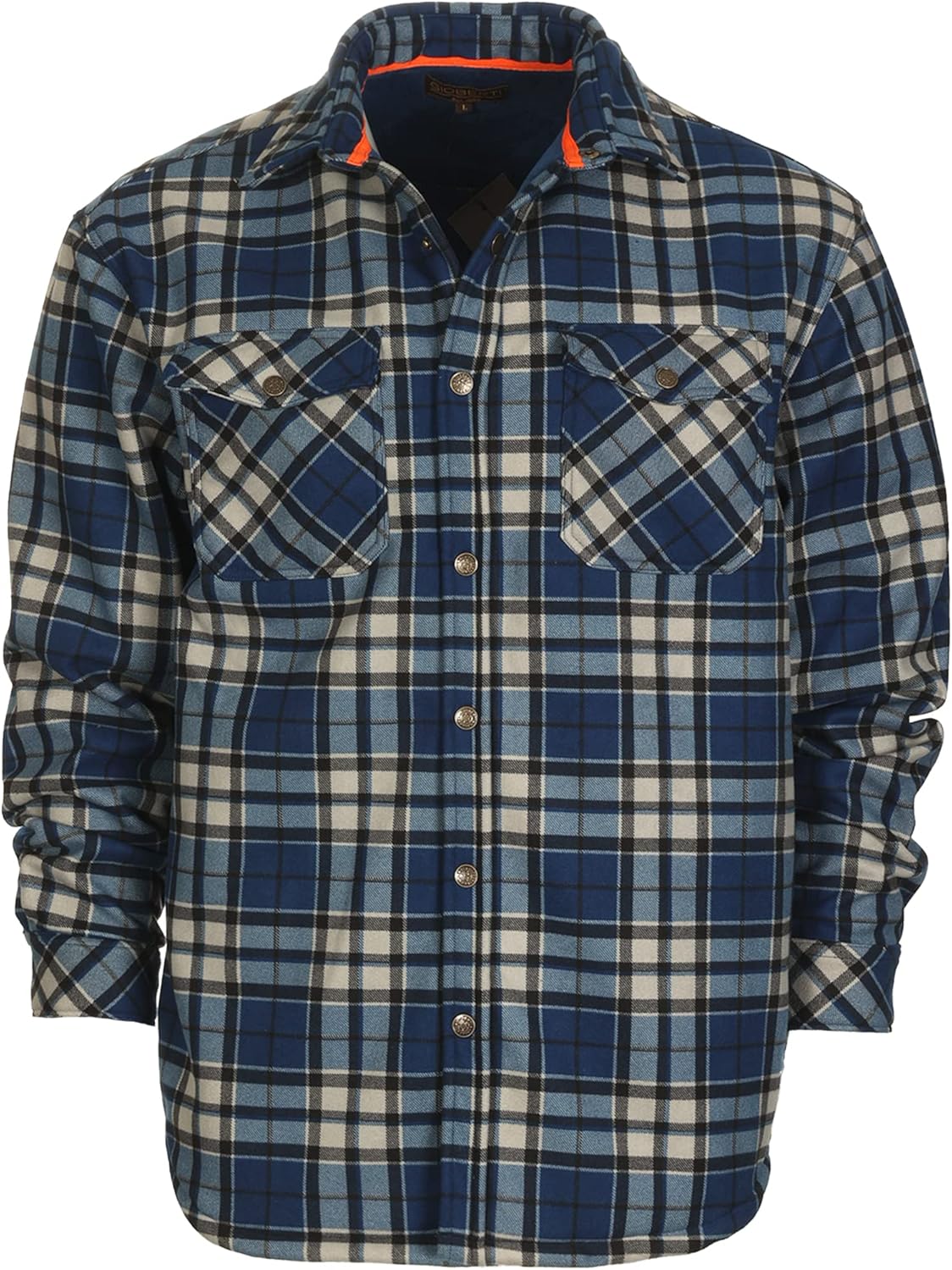 Gioberti Mens Checkered Flannel Jacket With Velvet Underlining