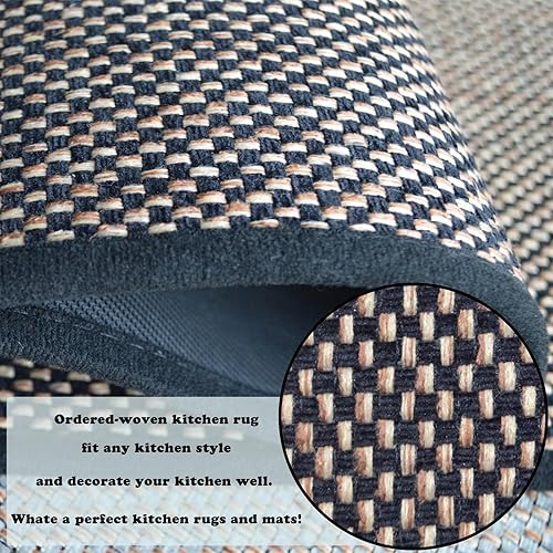 Miniatura 5 de Yancorp Tapetes de cocina para suelo de 17.3 x 29 pulgadas, alfombra de cocina de yute, color gris, lavable, antideslizante, tapetes de cocina