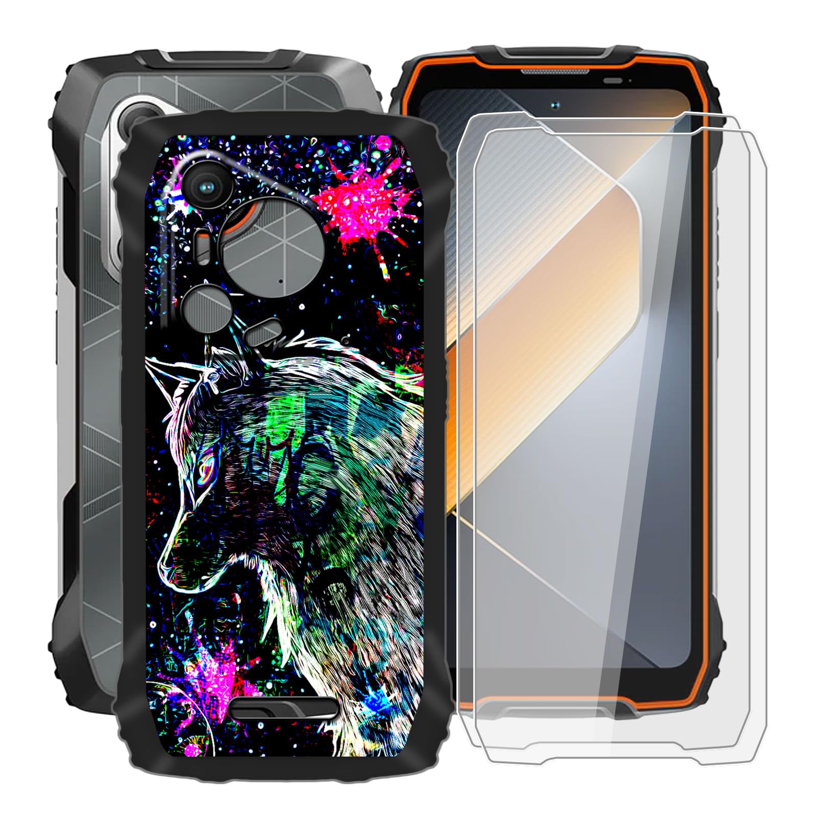 Coque TPU + Film Verre Trempé Pour Blackview Shark 6 – Anneau Support 360° Rotatif Amovible – Protection Complète