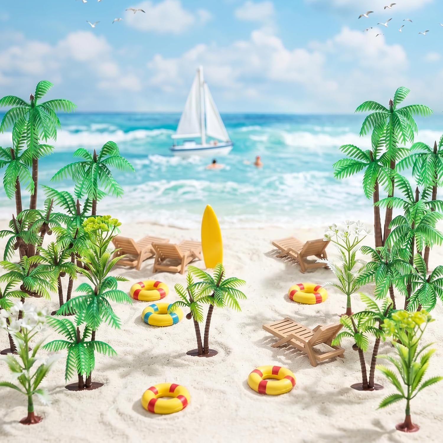 Folmywy 20 Pcs Miniature Palm Trees Mini Palm Tree Model Coconut Trees