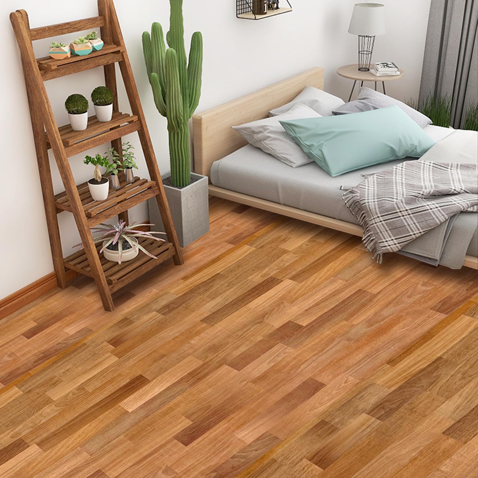 Shackcom Adesivo per pavimento in PVC, 0,8 m², effetto legno, per camera da letto, soggiorno, cucina, fai da te, 40 x 200 cm