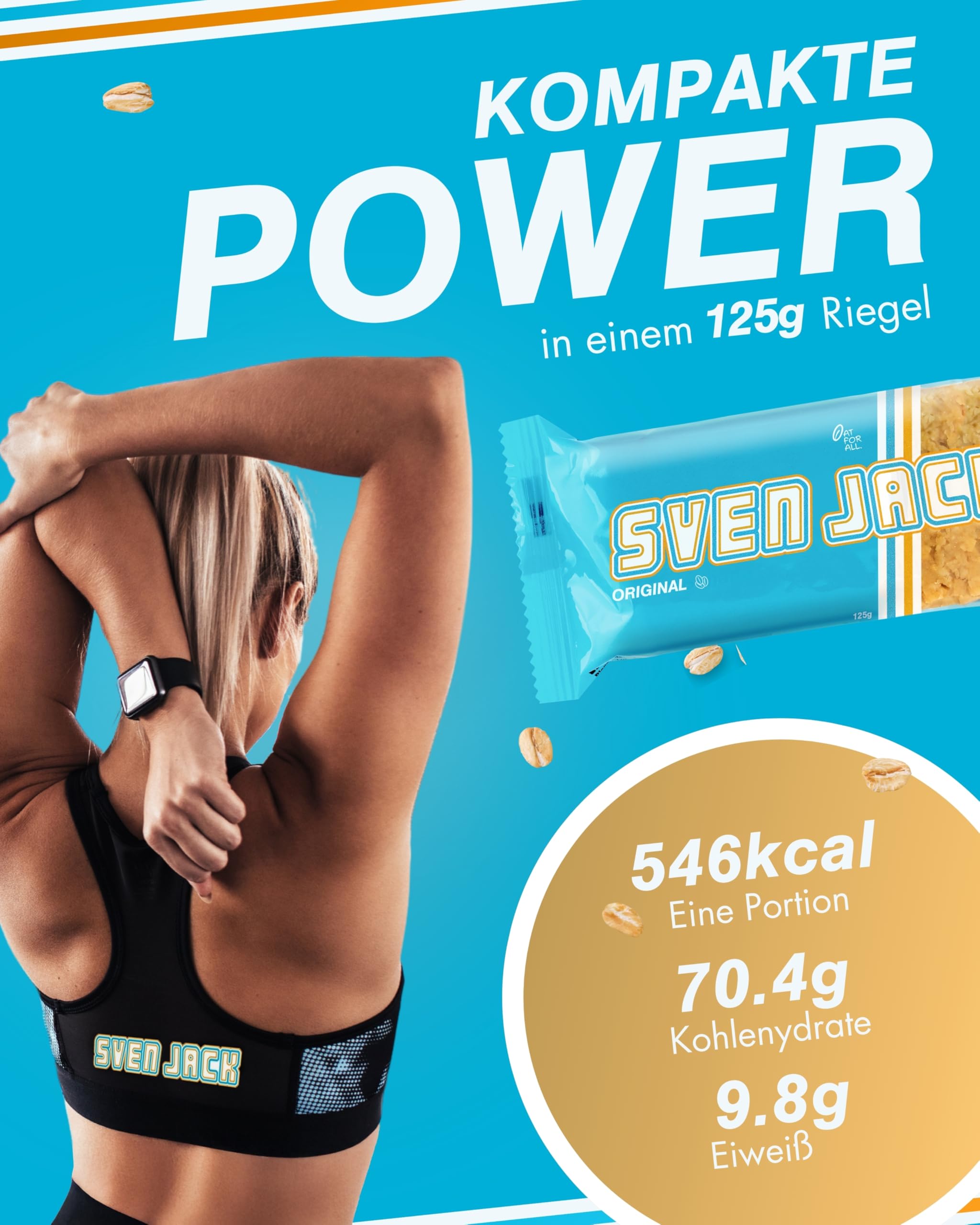 Sven Jack (Energy Cake) - Original - Der original Ausdauer & Energie Riegel mit langkettigen Kohlenhydraten für viel Power mit Protein & weniger Zucker - Haferflocken Sattmacher & Fitnesssack
