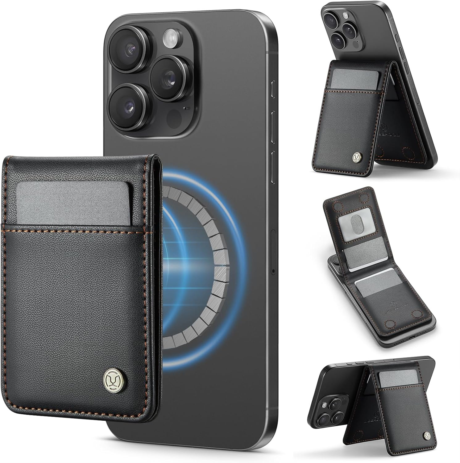 (Color Coffe) for Magsafe Wallet Magnetic Card Holder with Adjustable Stand, RFID Blocking Detachable Phone Wallet for iPhone 16/15/14/13/12/ Pro/Max/Plus, (Coffee)