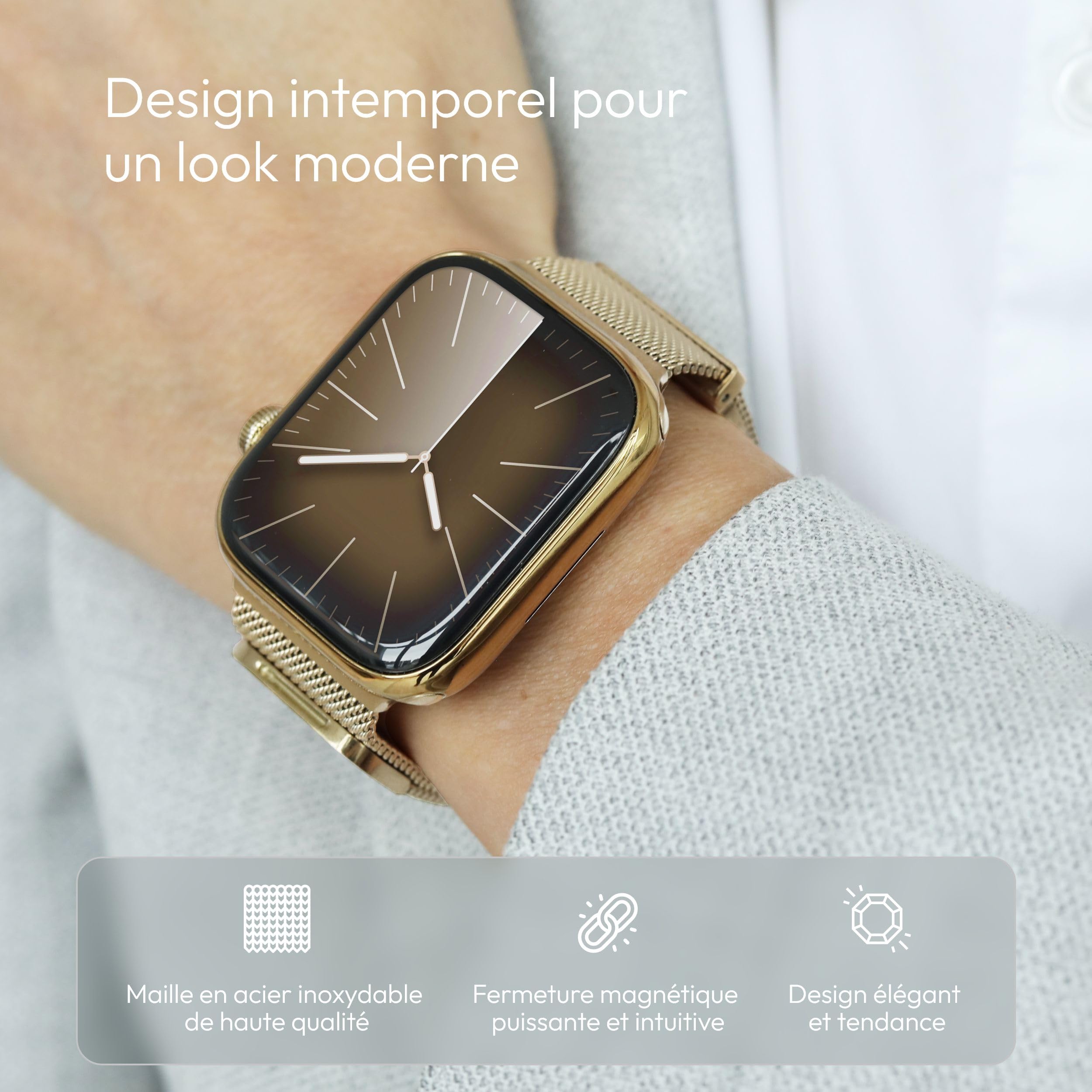 VONMÄHLEN Milanese Loop 2 - Bracelet élégant en acier inoxydable avec fermeture magnétique - Réglable de qualité supérieure - Compatible avec Apple Watch