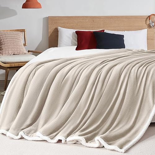 Miniatura 5 de BEAUTEX Manta de forro polar sherpa, manta y manta de franela suave y esponjosa, mantas mullidas y acogedoras para sofá, cama, sofá para adultos (50