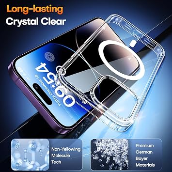 TAURI Clear for iPhone 14 Pro Max Case, and HD Screen Protector, [Not-Yellowing] [12 FT Grade Protection] Shockproof Phone Case for iPhone 14 Pro Max 6.7 inch