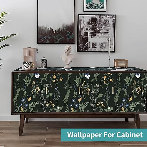 Miniatura 5 de Papel tapiz removible bohemio de 17.5 x 78.7 pulgadas, papel tapiz floral para dormitorio y baño, fácil de despegar, papel tapiz adhesivo adhesivo