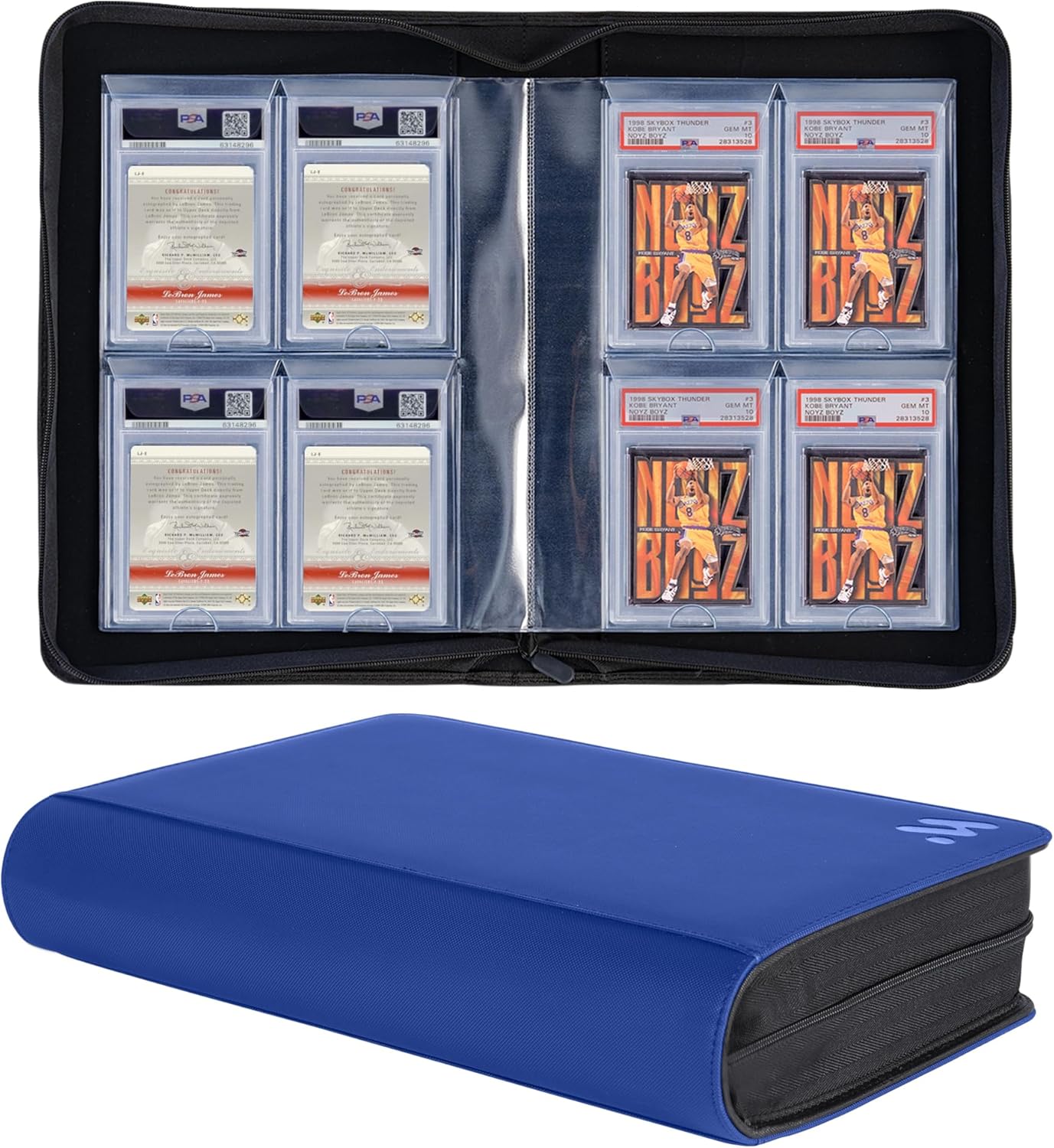 Graded Card Binder,Holds 40 Graded Cards,4 Pocket Slab Binder For PSA,Premium Graded Card Holder with Sleeves Blue