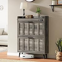 Vista 8 de ChooChoo Shoe Storage Cabinet with 2 Flip Drawers, Deodorizing Shoe Organizer Storage for Entryway, Freestanding Hidden Slim Narrow Shoe Rack