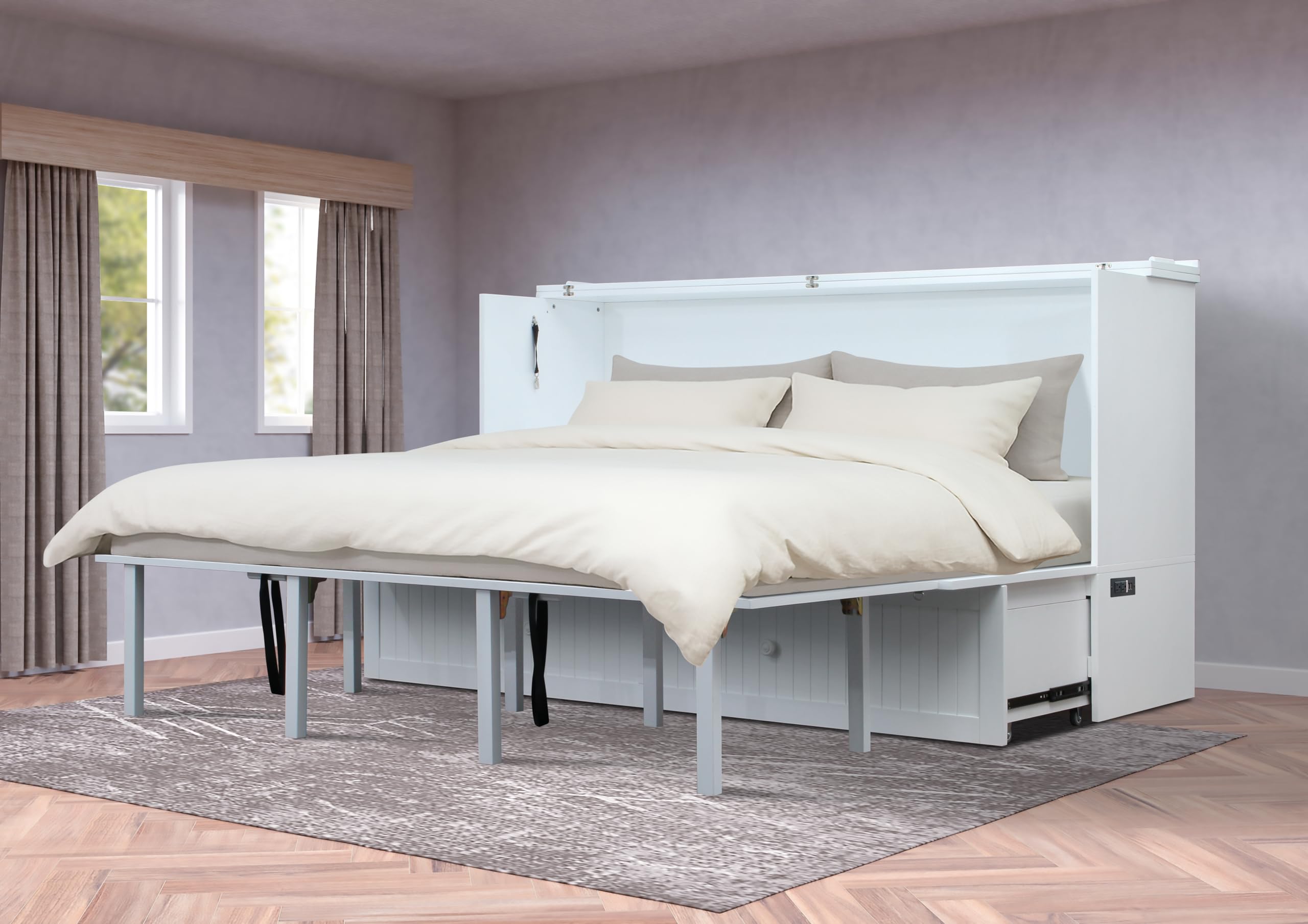 Best King Size Murphy Bed Picks for 2026 1 Mega Solutions Murphybedz Tuscany Murphy Cabinet Chest Bed with Charging Station — product photo
