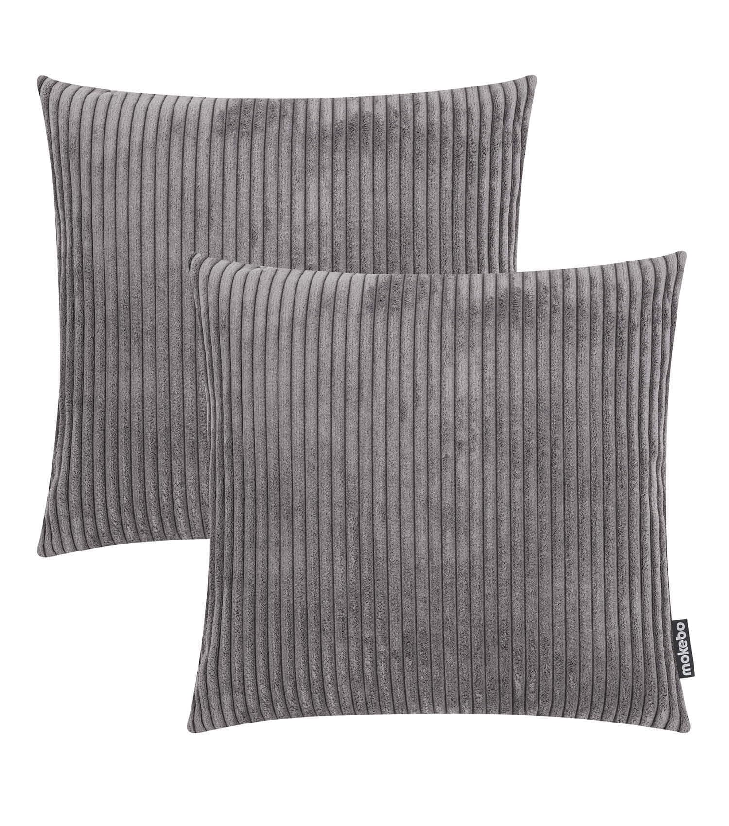 mokebo Dekokissen Set 'Die Kuschelbuddies', 2er-Set Cordkissen 45x45 cm mit Füllung in Anthrazit, auch als Sofakissen, Zierkissen oder Couchkissen mit Cordbezug