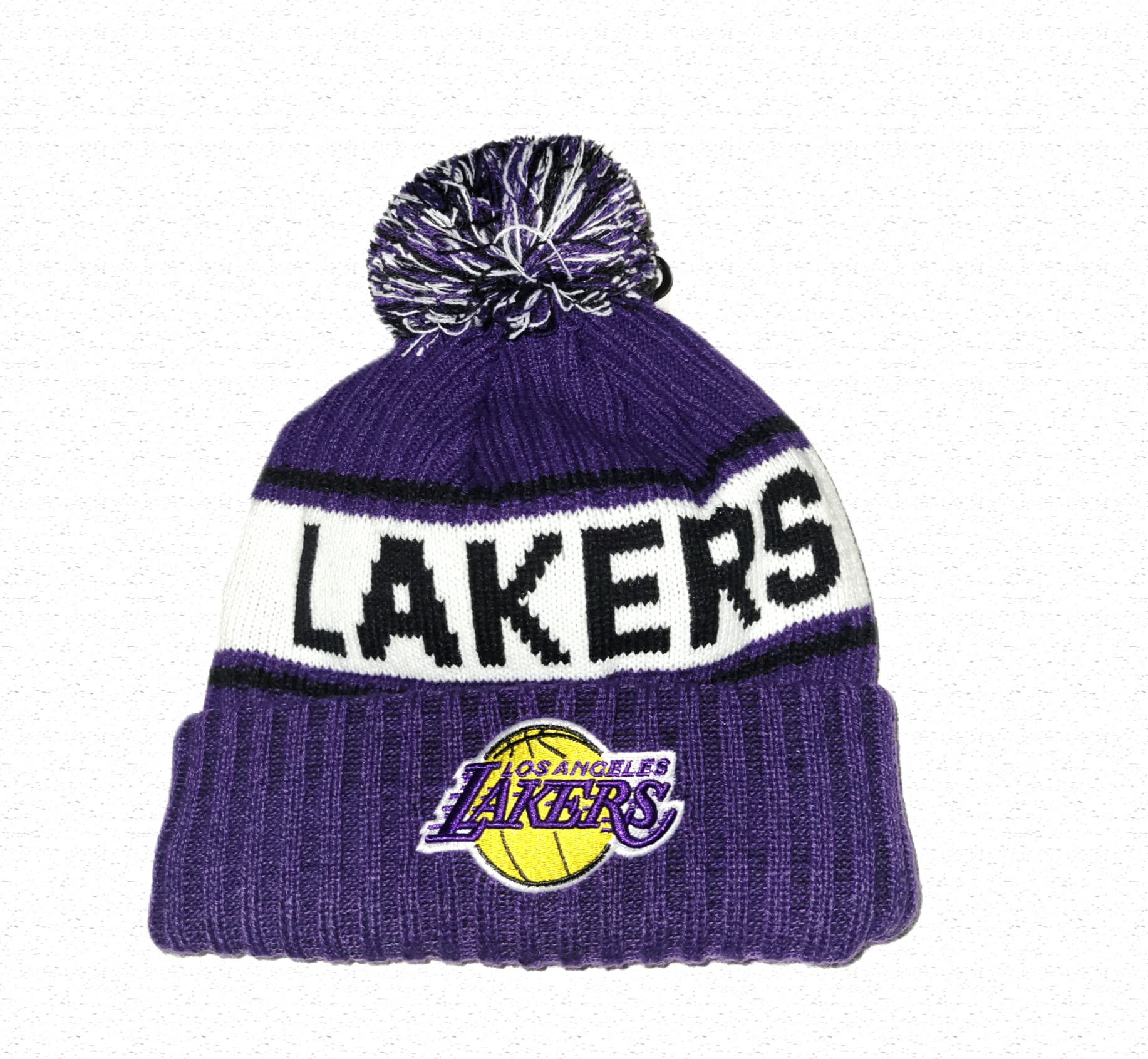 Ultra Game NBA Los Angeles Lakers Purple/White/Black Cuffed Knit Beanie Hat