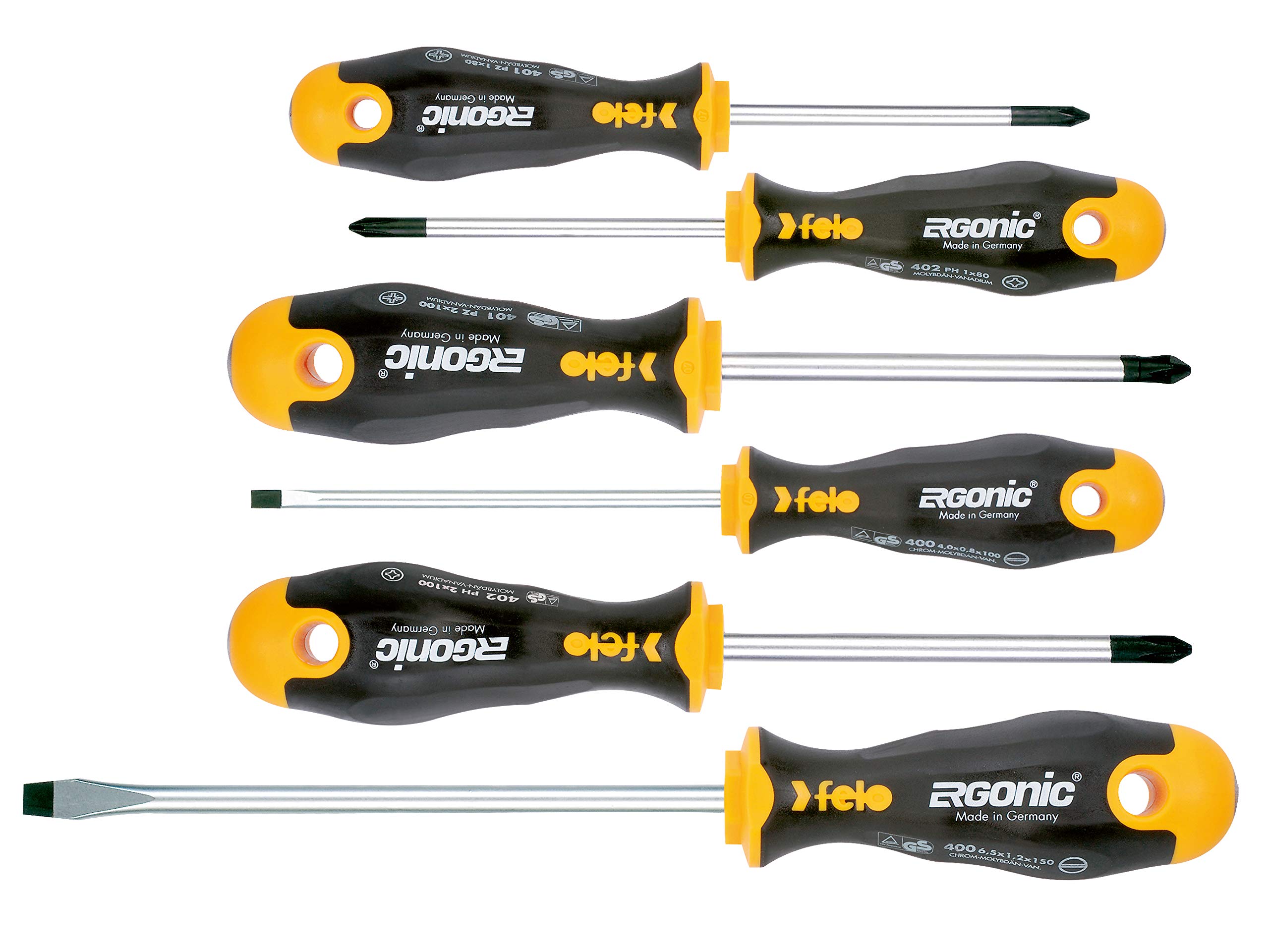 Felo Schraubendreher Satz ERGONIC, 6-tlg SL, PZ, PH