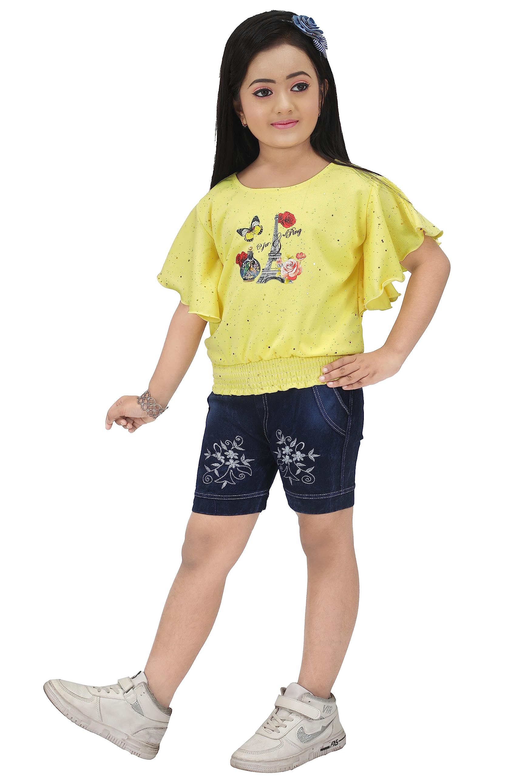 GenericR Kay Fashions Girls Tops and Hot Pant Set