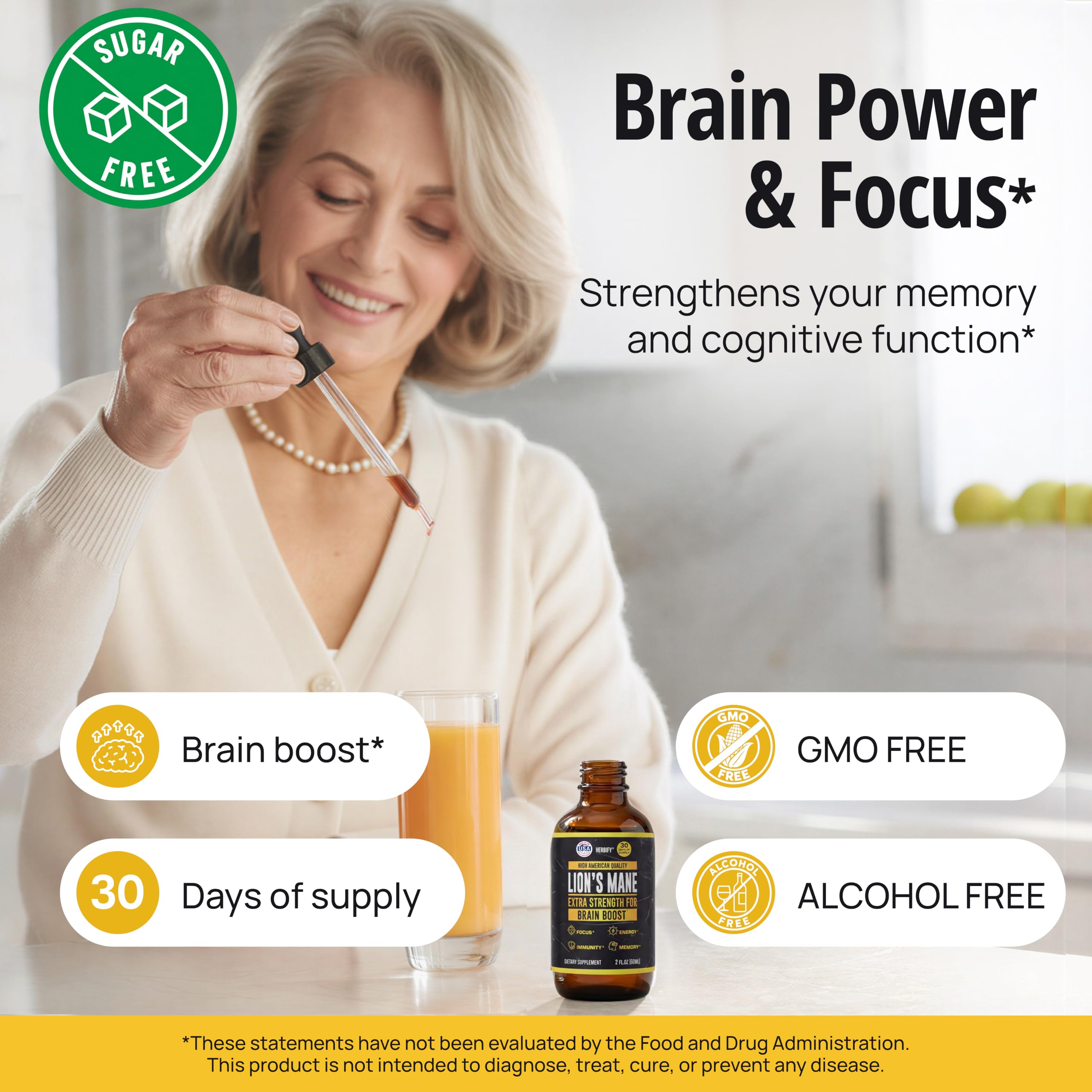 Lions Mane - Lions Mane Mushroom Supplement- Lions Mane Tincture - Lions Mane Immune Support - Lions Mane Tincture for Memory, Focus & Clarity - Daily Mushroom Supplement 2 Fl oz — Amazon image 2